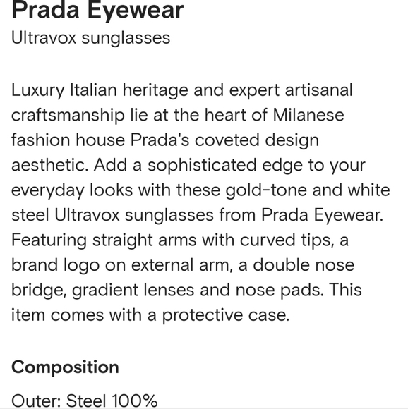 Prada Ultravox Sunglasses gold and ivory with case and cleaning cloth - Picture 10 of 10